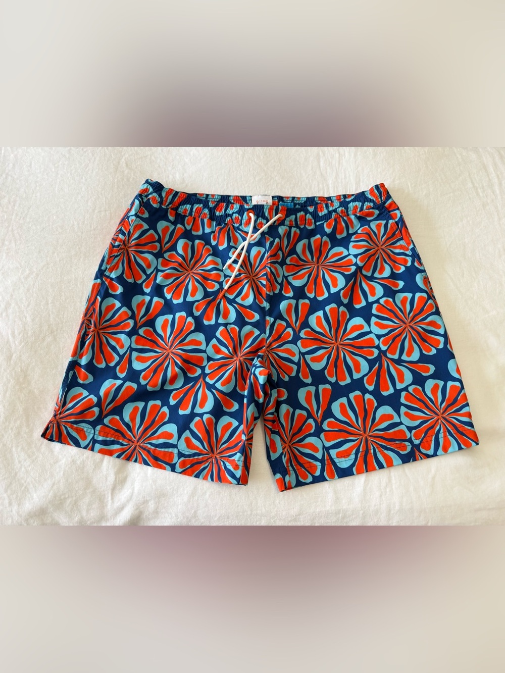 SWIMS Brand | Men's XL | Sol Sapphire Floral Swim Trunks | Blue Orange | Lined